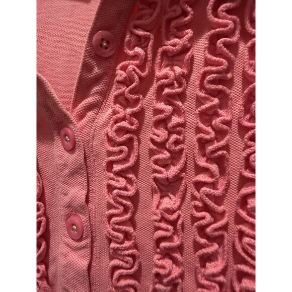 Lilly Pulitzer Collared Short Sleeve Ruffle Neck Shirt Dress Pink Casual Preppy - Picture 3 of 5